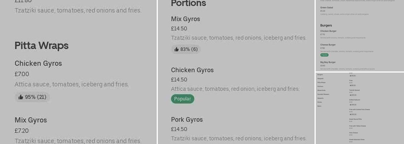 Attika Gyros Menu