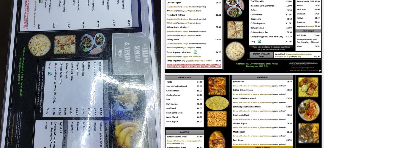 Salama Somali & Yemeni Restaurant Menu