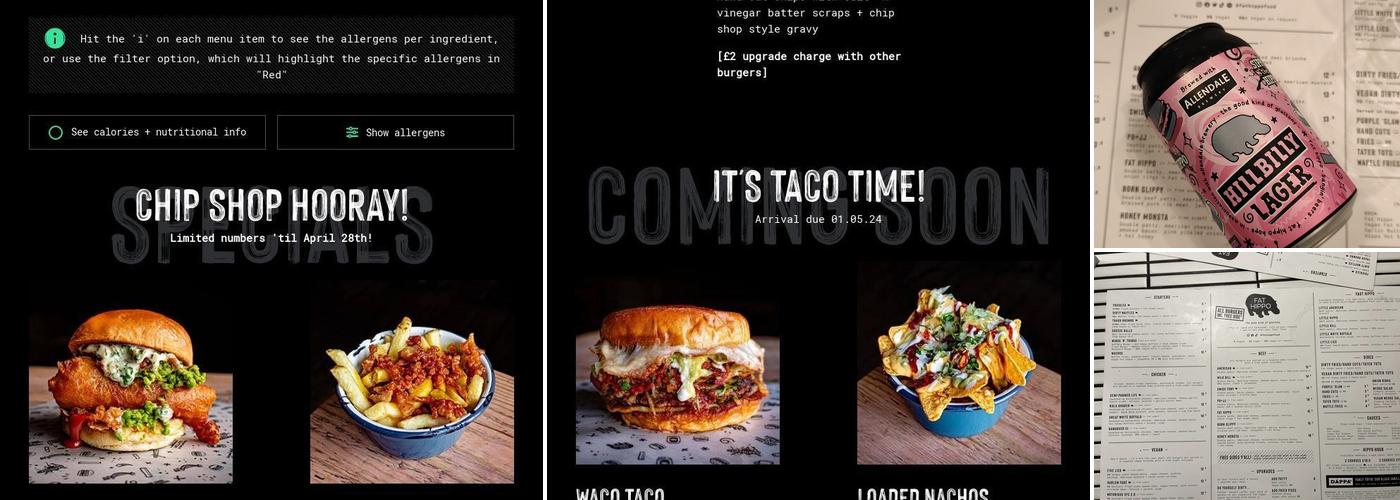 Fat Hippo Birmingham Menu