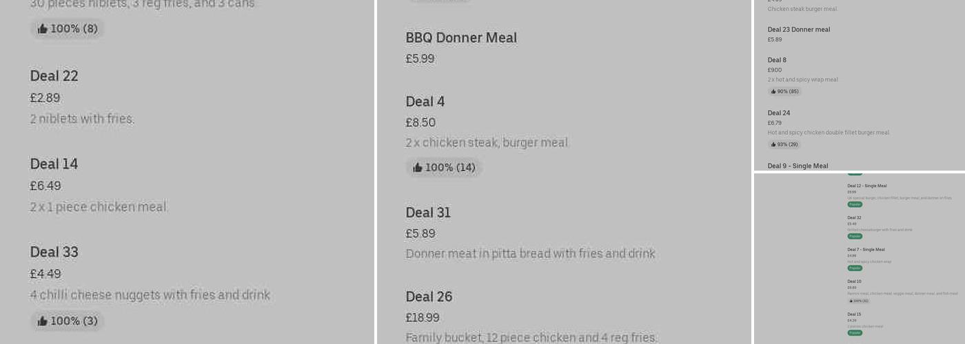 UK Fried Chicken Menu