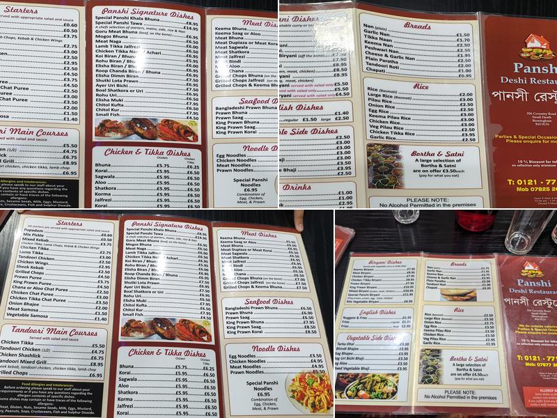 Panshi Deshi Restaurant পানসী রেসটুরেনট Menu