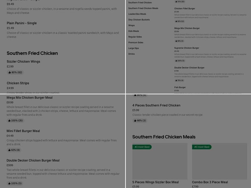 Dixy Chicken Menu