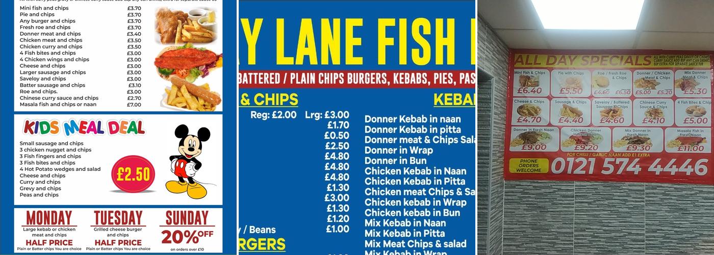 Clay Lane Fish Bar Menu