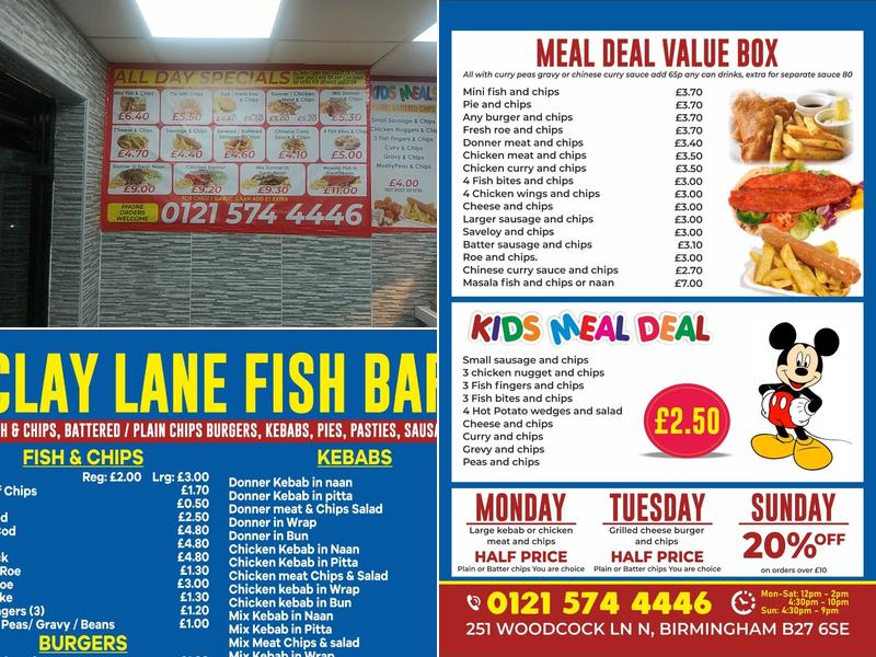 Clay Lane Fish Bar Menu
