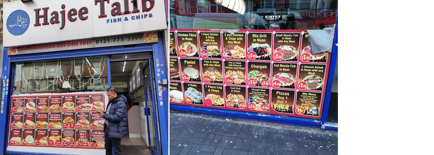 Hajee Talib Fish & Chips Menu