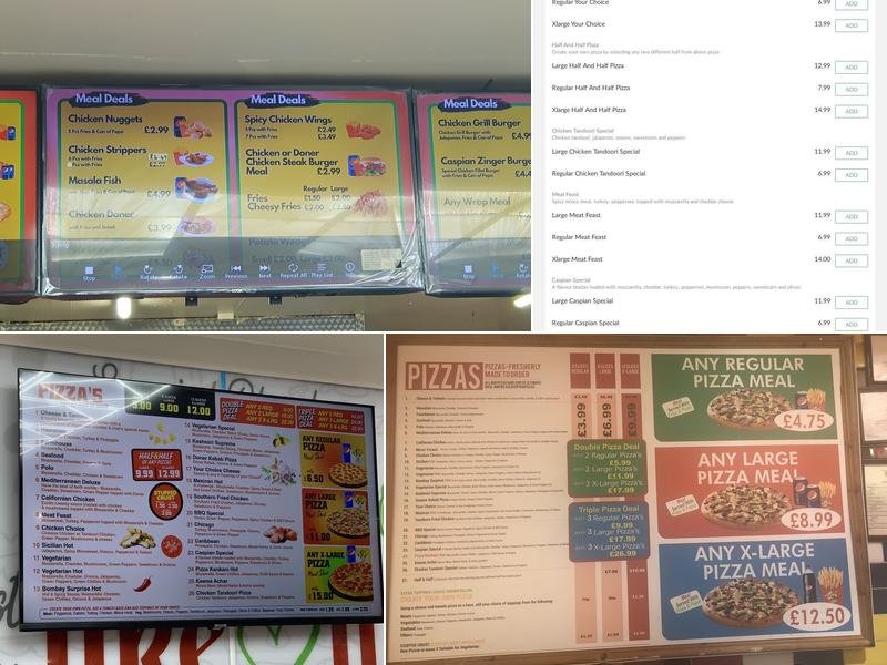 Caspian Pizza Aston Menu