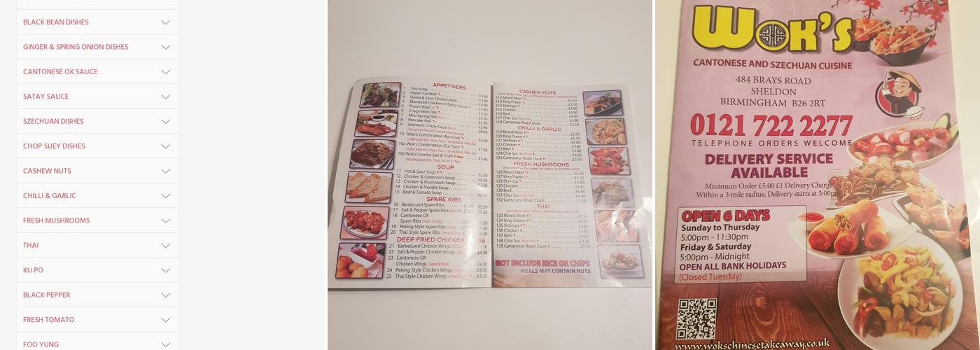 WOK'S Chinese Takeaway Menu
