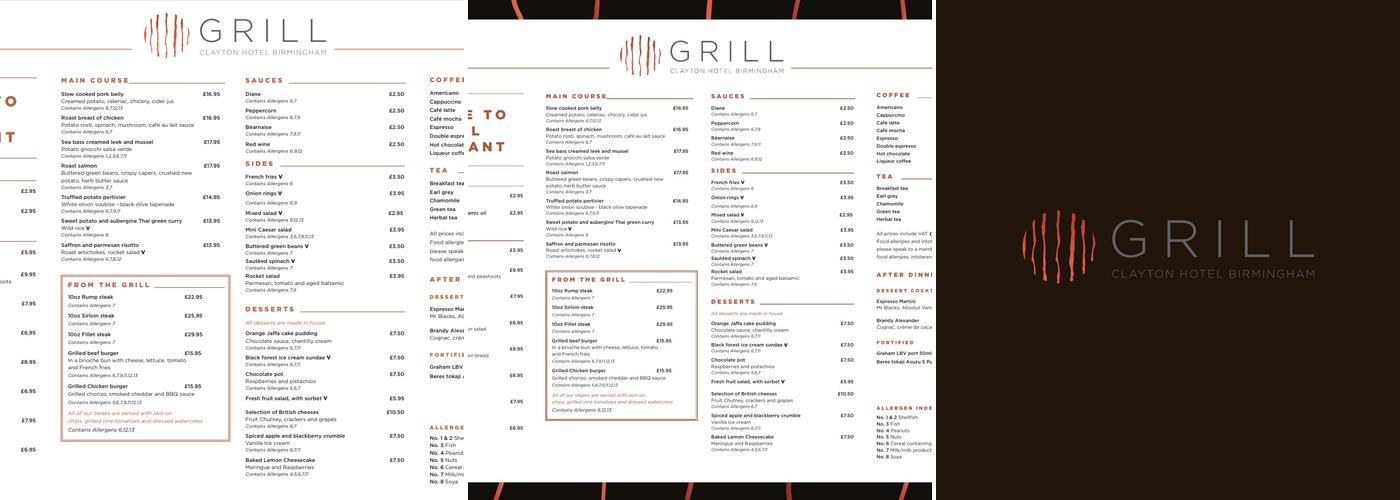 The Grill Restaurant Menu