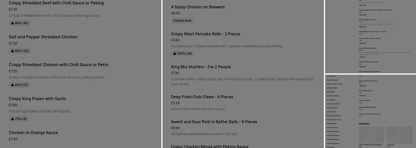 KINGS Chinese Takeaway Menu