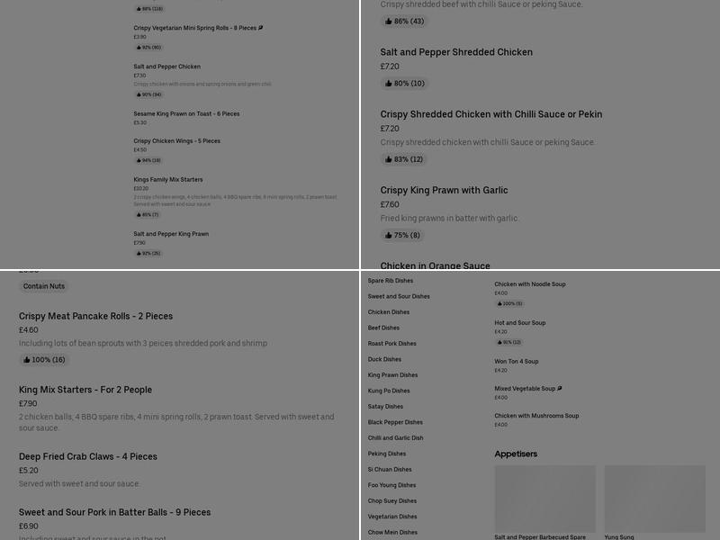 KINGS Chinese Takeaway Menu