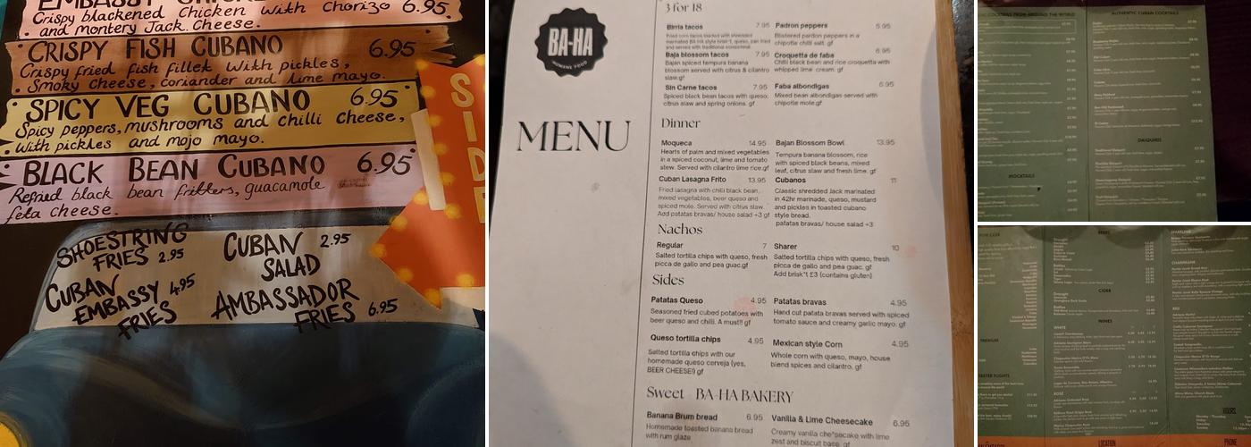 The Cuban Embassy (The Bulls Head) Menu