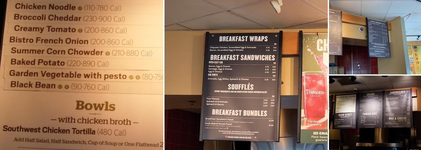 Panera Bread Menu