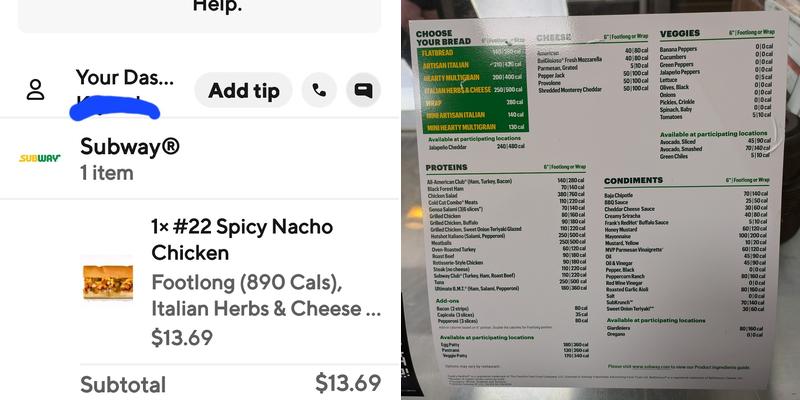 Subway Menu
