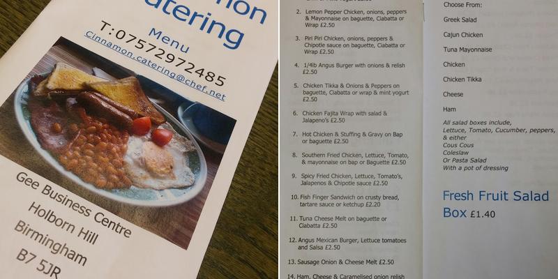 Cinnamon Catering Menu