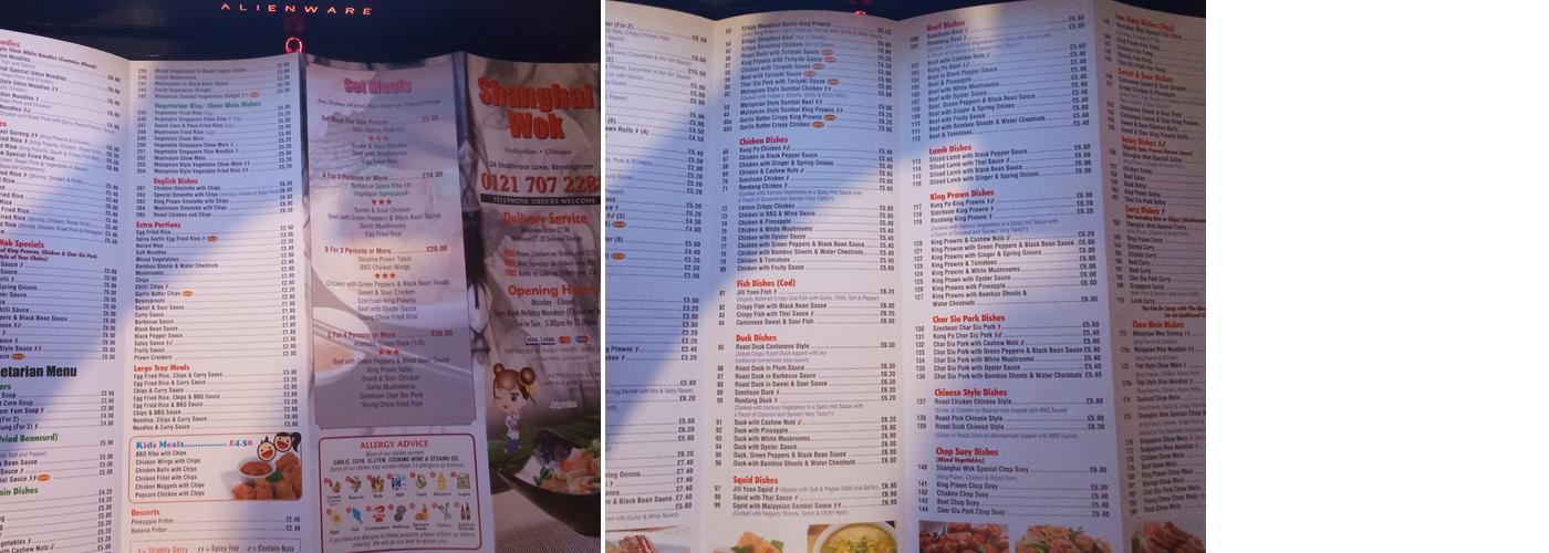 Shanghai Wok Menu