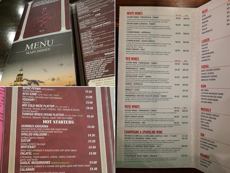 Turknazz Restaurant Shirley Menu
