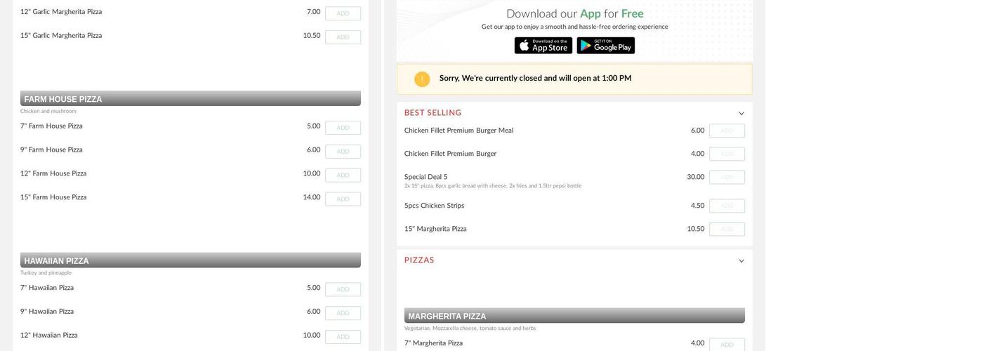 Apna Pizza Bar Sparkhill Menu