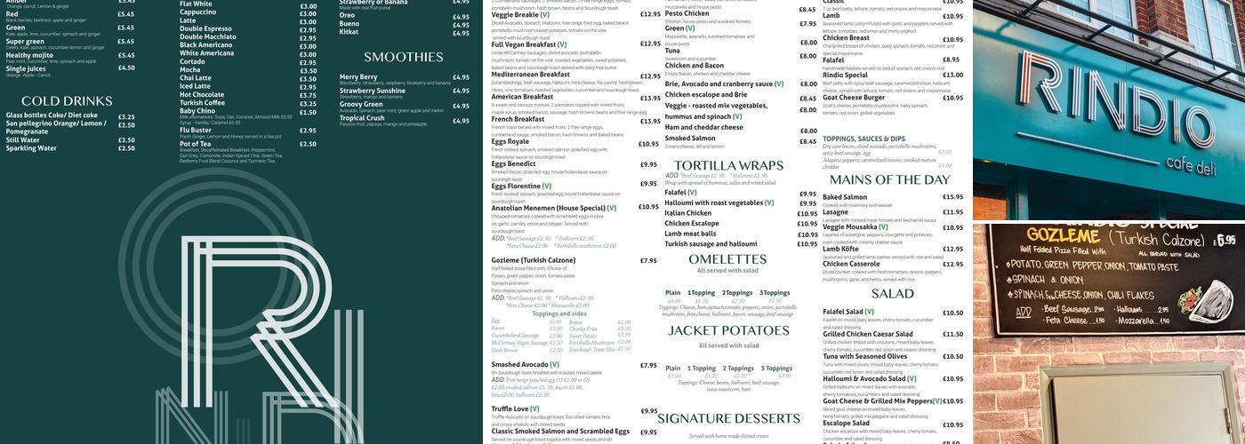 Rindio Cafe Deli Menu