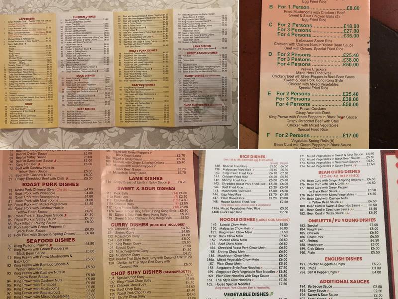 China City Bishop’s Stortford Menu