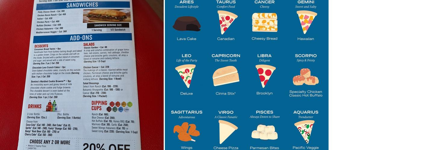 Domino's Pizza Menu