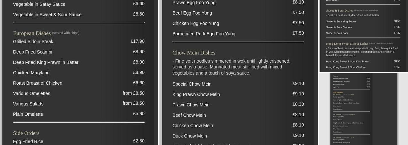 Royal Garden Restaurant Menu