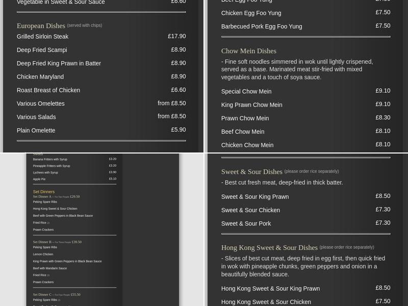 Royal Garden Restaurant Menu