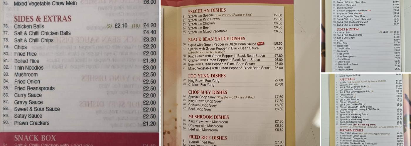 Chinese Blossom Menu