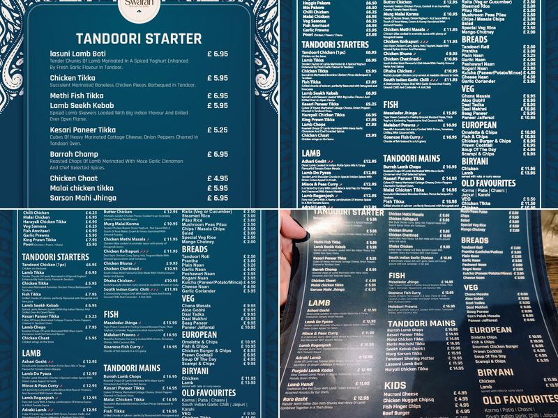 Swaran Indian Cuisine Menu