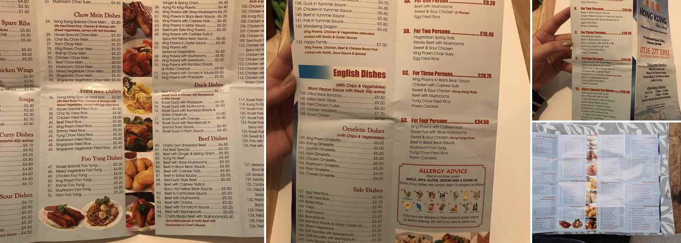 Hong Kong Menu