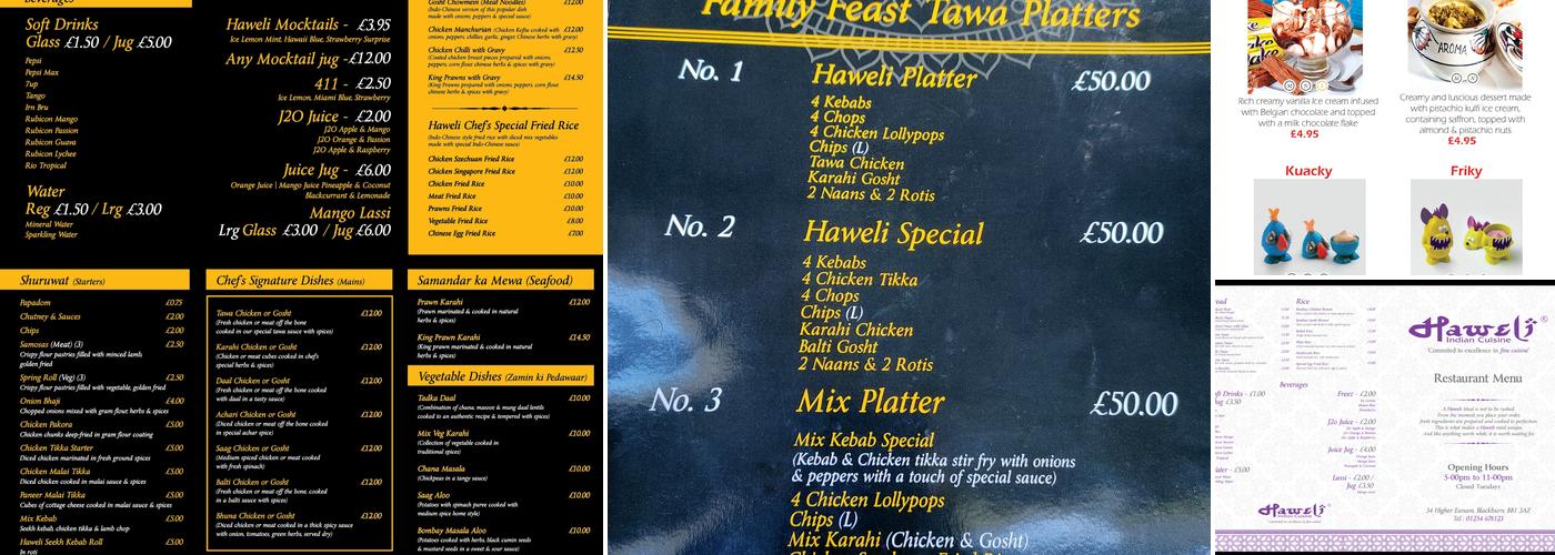 Haweli Indian Cuisine Menu