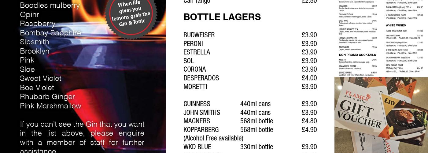 FLAMES BAR AND GRILL Menu