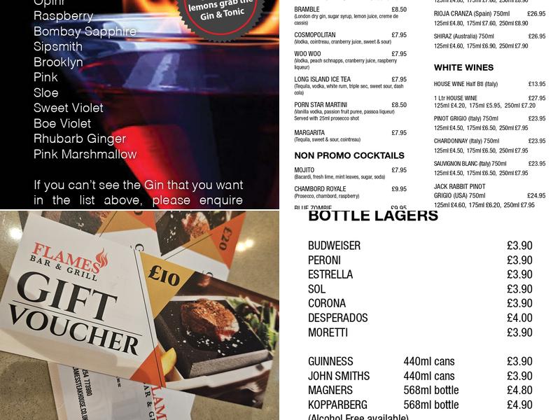 FLAMES BAR AND GRILL Menu
