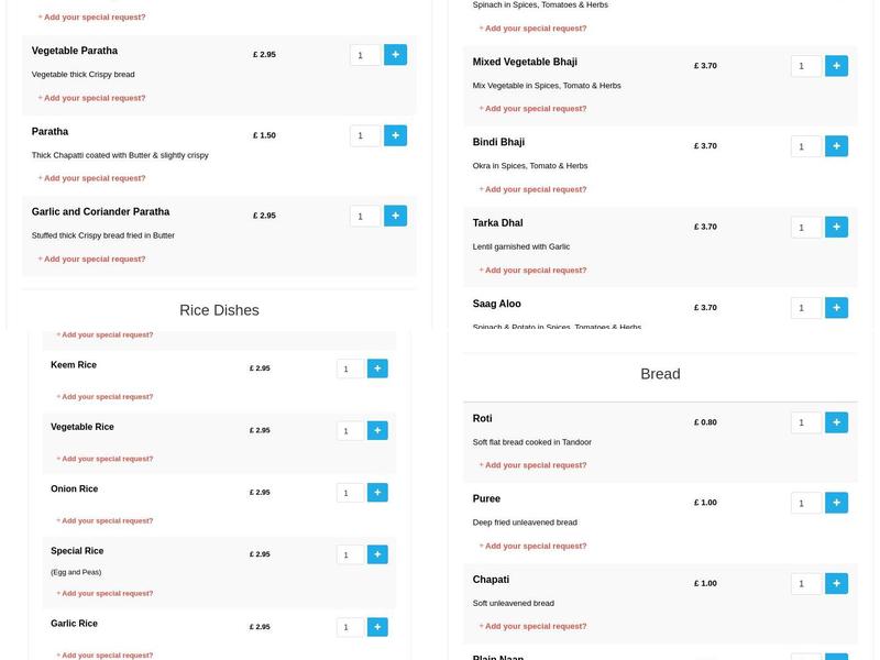 Spice Garden Blackburn Menu