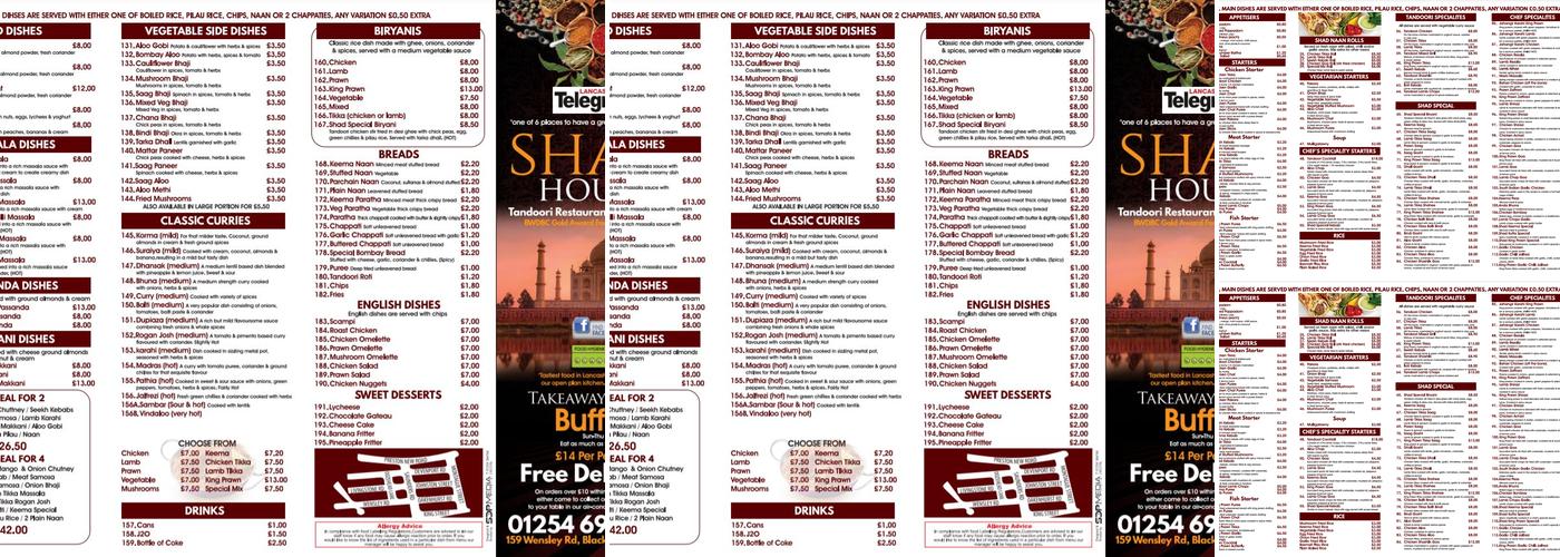 Shad Tandoori Menu