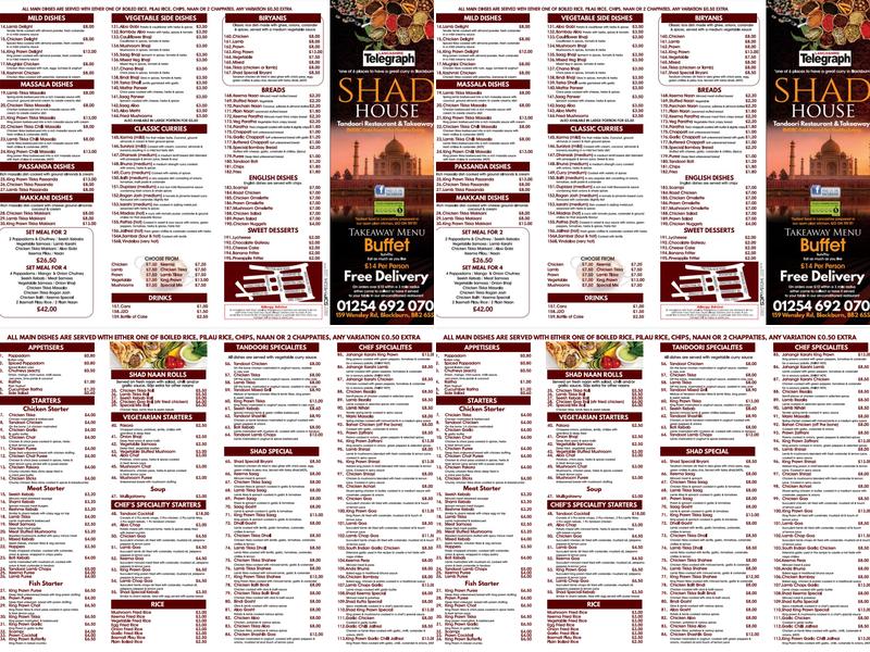 Shad Tandoori Menu