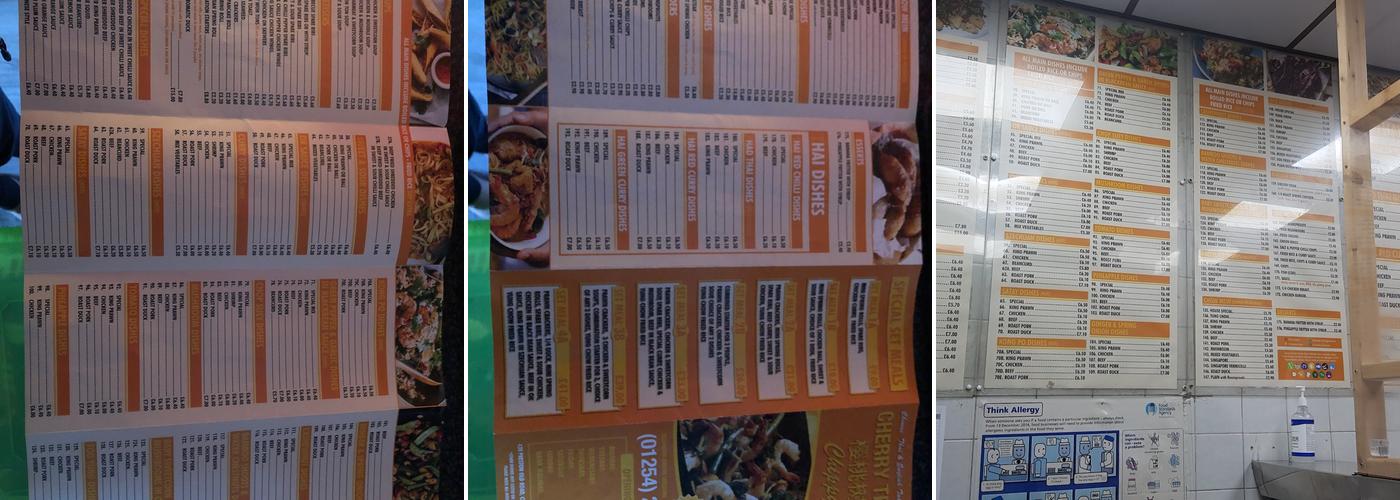 The Cherry Tree Chippy Menu