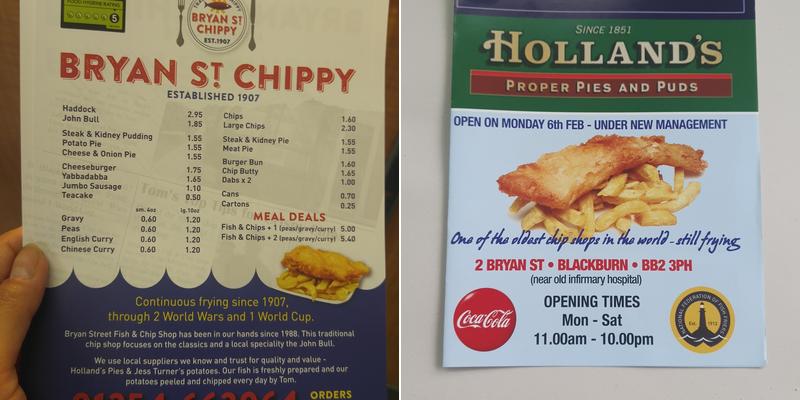 Bryan street chippy Menu