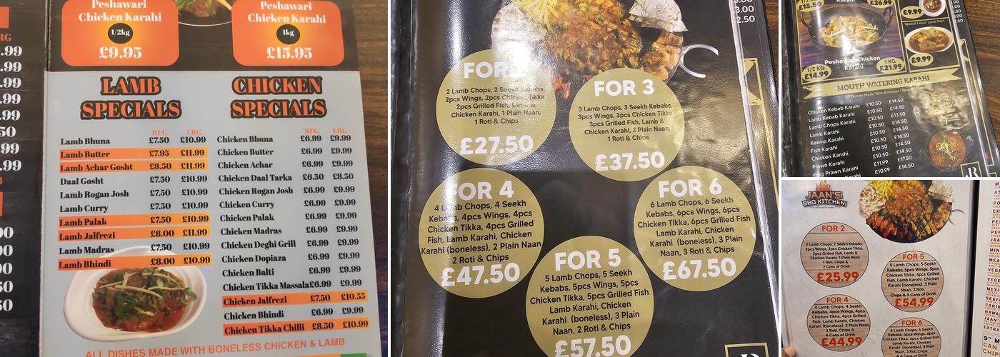 Jaan's Restaurant Blackburn Menu