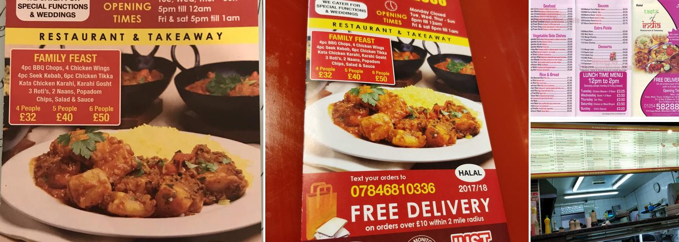 Taste of India Restaurant Menu