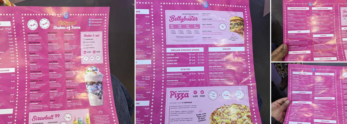 Kings Castle Blackburn Menu