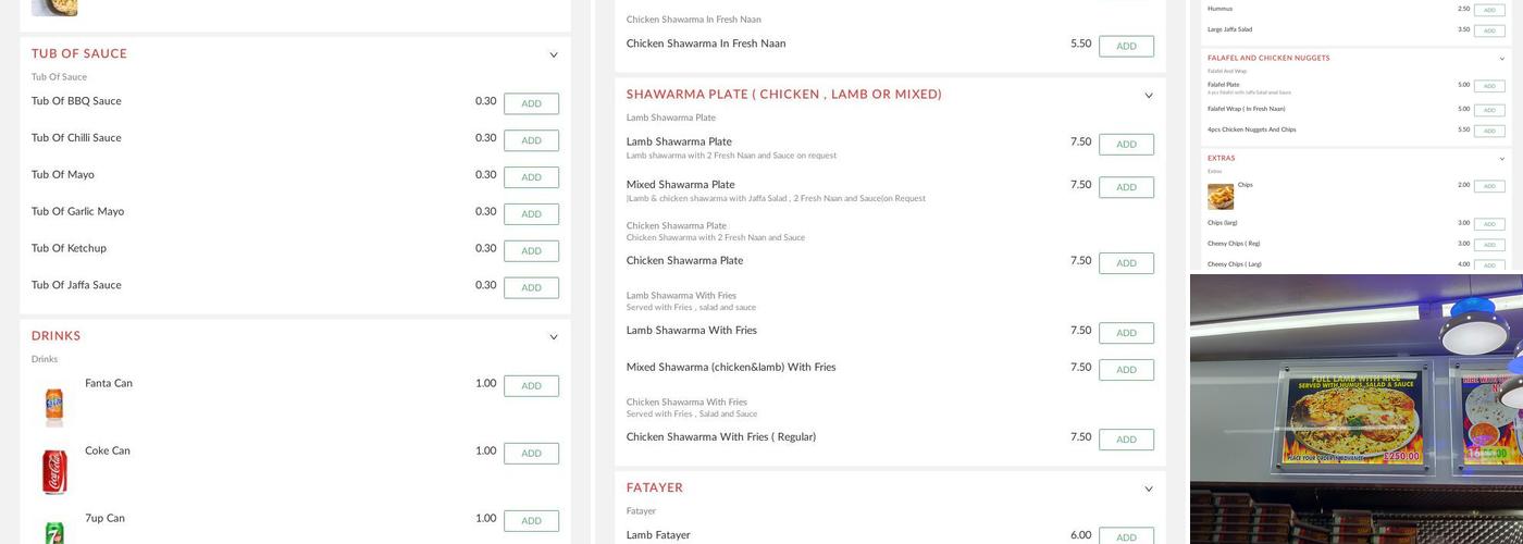 JAFFA Blackburn Menu