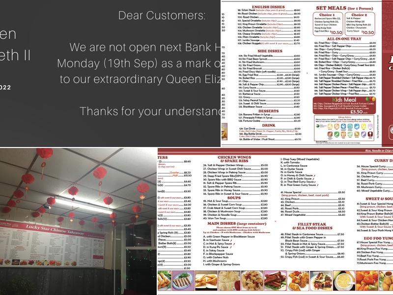 Blackburn Lucky Star Chinese Takeaway Menu