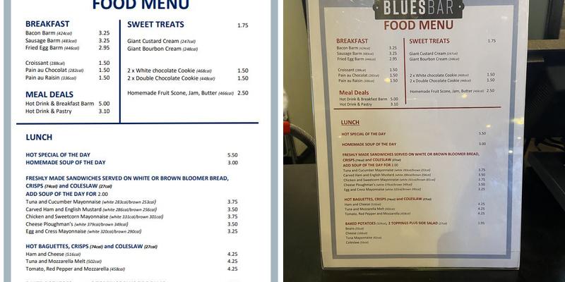 Blues Bar, Ewood Park Menu