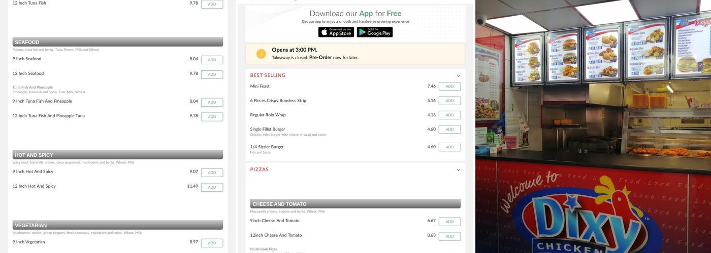 Miami Chicken & Pizza Menu