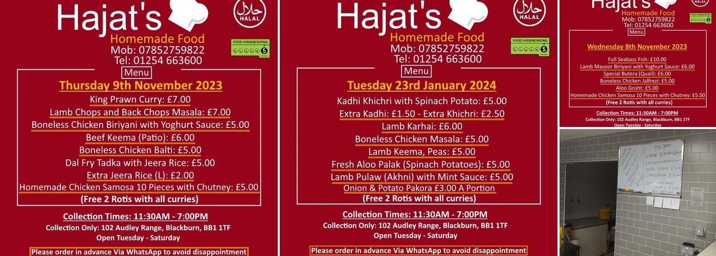 Hajat's Homemade Food Menu