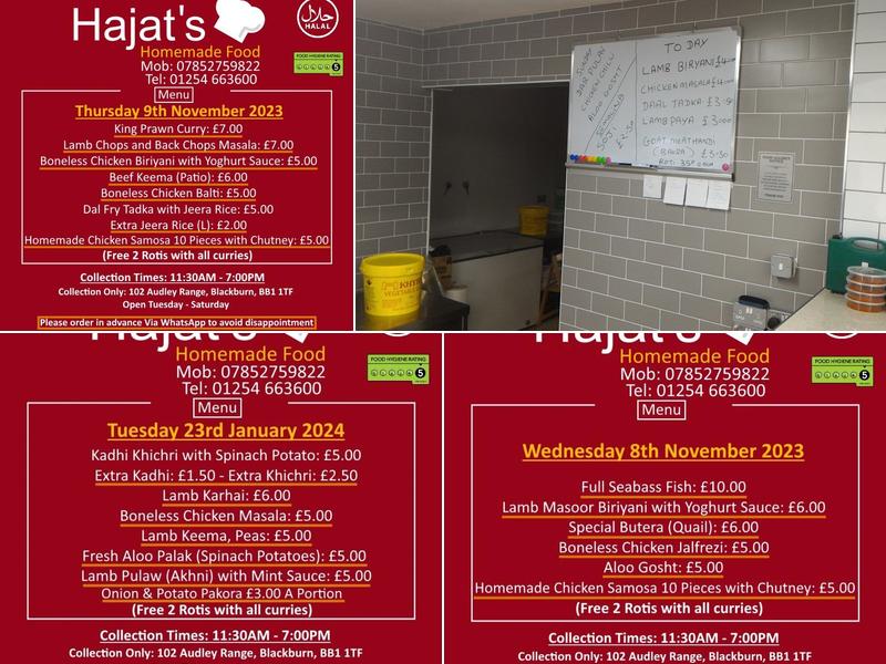 Hajat's Homemade Food Menu