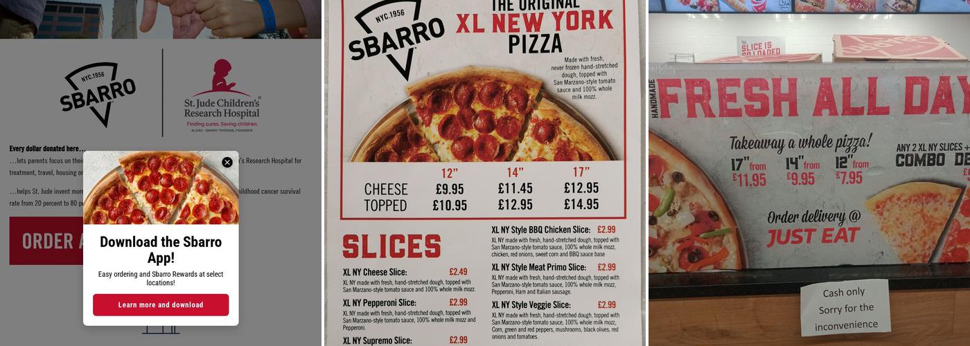 Sbarro Menu