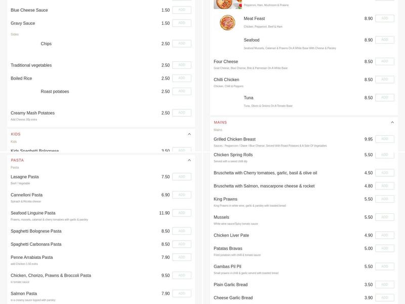 Robert's Bar & Bistro Menu