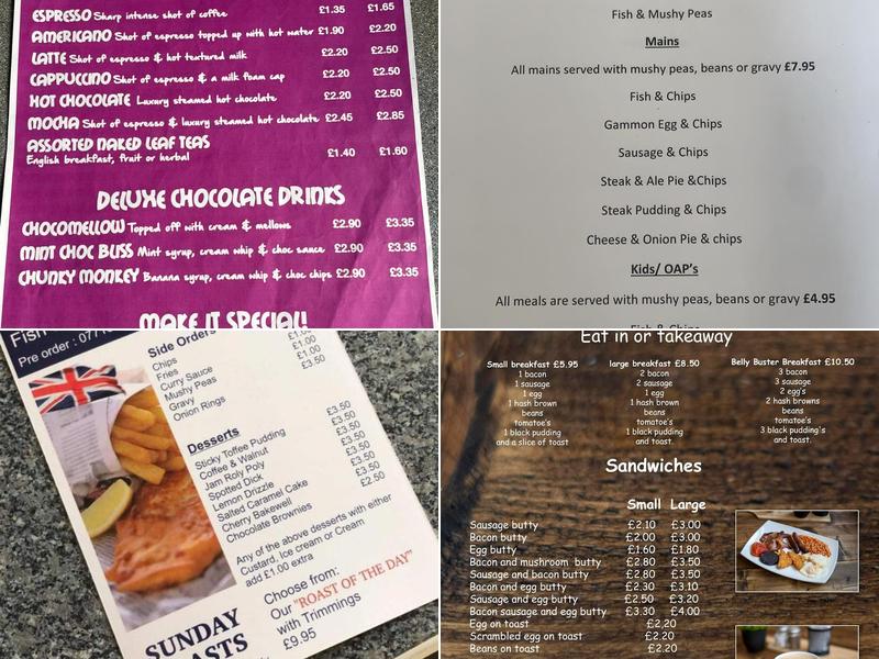 The Vault, Great Harwood Menu