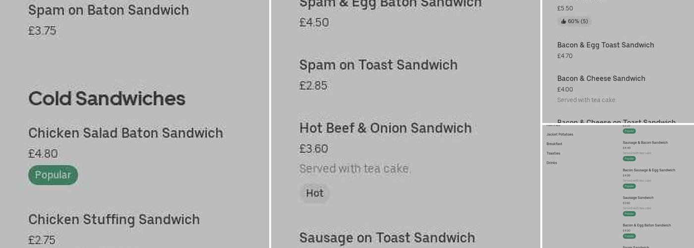 The Original Sandwich Bar Menu